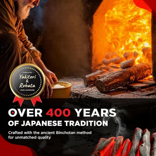 Miniatura 3 de The Bincho Grill - Carbón Binchotan 5 kg – Carbón de madera dura premium estilo parrilla japonesa, 95% de carbono, sin humo, alto calor, larga