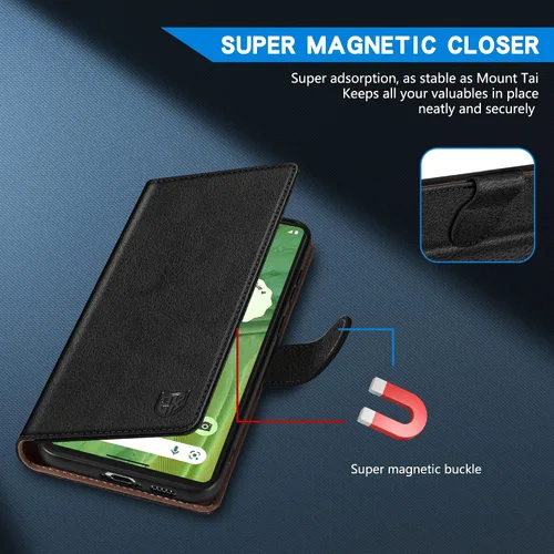 Miniatura 3 de ZZXX Funda tipo cartera para Google Pixel 7 con bloqueo RFID, ranura para tarjetas, función atril, cierre magnético, funda protectora de cuero