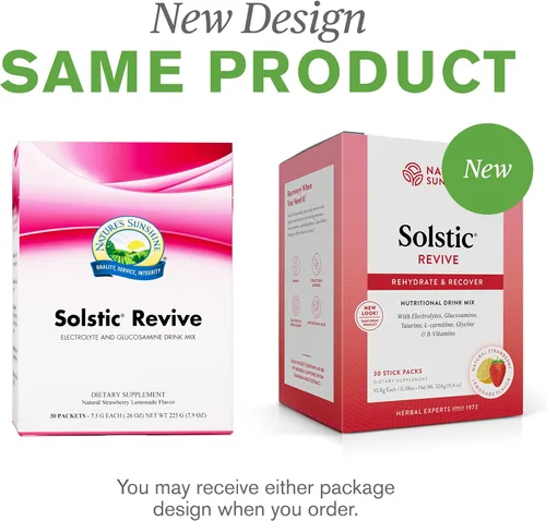 Miniatura 7 de Nature's Sunshine Solstic Revive, 30 paquetes Bebida de recuperación después del entrenamiento con vitamina C, vitamina E y calcio para apoyar