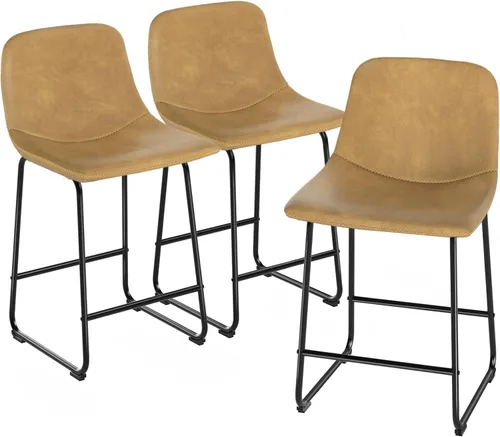 Miniatura 12 de TAVR Furniture Leathaire - Juego de 2 taburetes de tela con altura de mostrador, sillas de isla sin brazos, con capacidad para hasta 500 libras