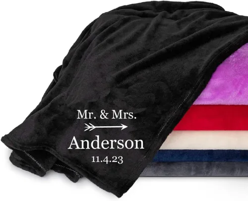 Manta personalizada para parejas con nombre y fecha de aniversario, súper suave y acogedora, manta personalizada de Mr. y Mrs. para parejas, regalos