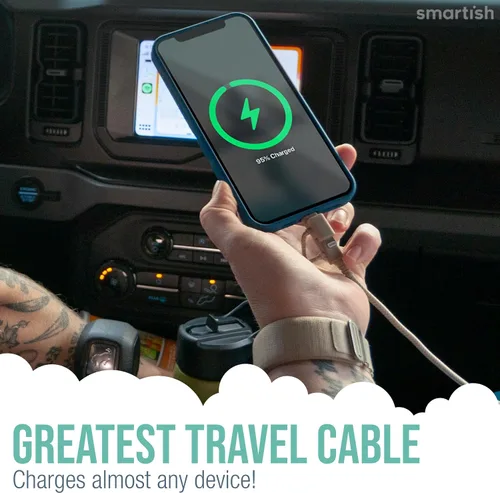 Miniatura 3 de Smartish Cable USB-C/Lightning 17/16/16e/15/14 - Crown Joule - Cable de carga universal de 6 pies con micro USB - Certificado MFi