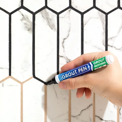 Miniatura 5 de Rotulador de pintura para azulejos: negro, paquete de 1 y 2 unidades con puntas adicionales (estrecha, 0.197 in), colorante y sellador impermeable