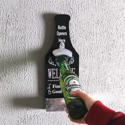 Miniatura 8 de Abrebotellas de pared con forma de cerveza de estilo vintage, abrebotellas montado en la pared, atrapador para hombre, cueva, cocina, bar, pub, 1