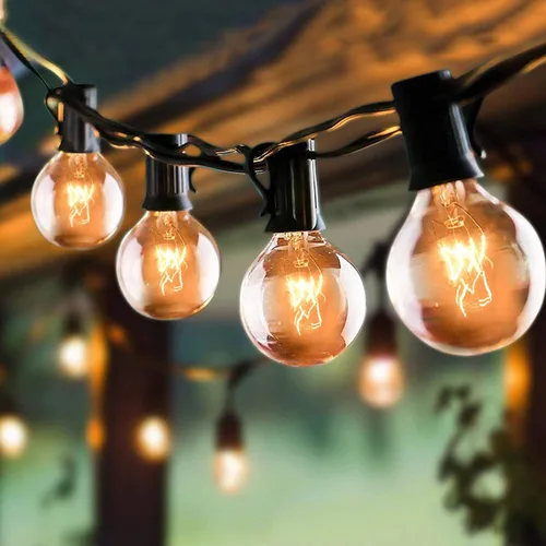 SUNSGNE Guirnalda de luces de patio G40 impermeable de 100 pies para exteriores con 105 bombillas Edison transparentes, luces de globo para 24.9 ft
