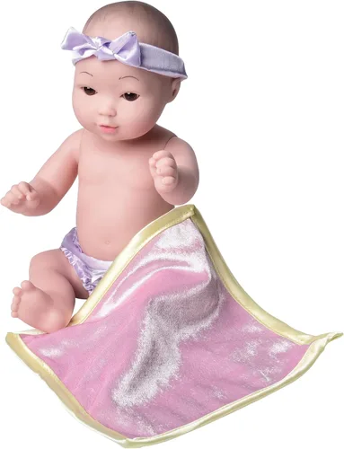 Miniatura 6 de Constructive Playthings Muñeca de bebé tierna de 12 pulgadas, asiática con manta, modelo: UNI-204
