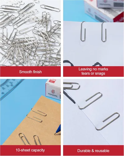 Miniatura 4 de PAPERPAL Clips de papel para oficina, escuela y uso personal, clip de papel liso #1 (1-2/7"), 2000 clips de papel medianos