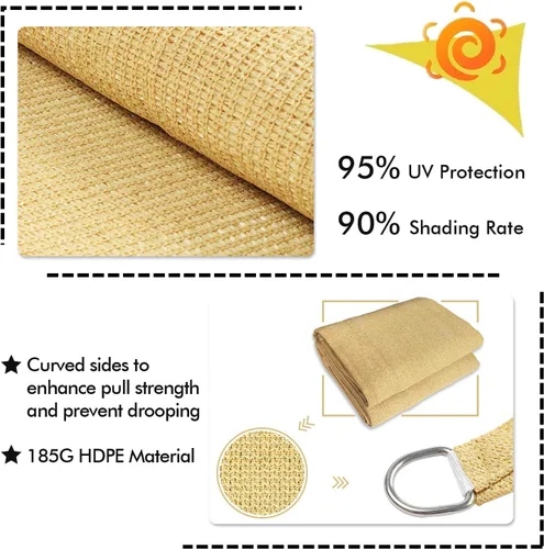 Miniatura 3 de KANAGAWA - Toldo rectangular tipo vela, parasol de tela que bloquea rayos UV para exteriores, patio y jardín, 16 x 16 pies, arena, para actividades
