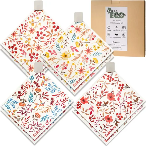 Miniatura 13 de Eulnars - Paños de cocina suecos, 8 unidades, toallas de papel reutilizables con clips, toallas de cocina suecas sin rayar, paños de esponja