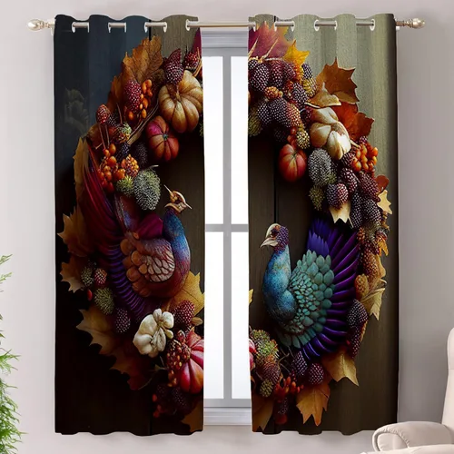 Miniatura 31 de Shrahala Art Nouveau Floral Pattern Blackout Curtain Tiers, Delicate Vine and Flower Design Kitchen Valance Light Blocking Tier Drapes with Rod