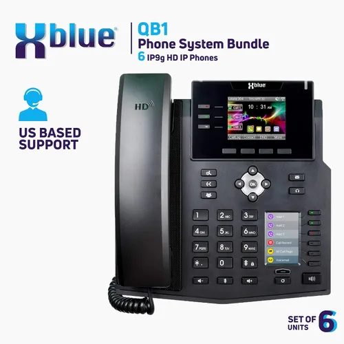 Miniatura 7 de Xblue QB - Paquete de sistema QB con 6 teléfonos IP IP9g, incluyendo asistente automático, correo de voz, extensiones de teléfono celular y remoto