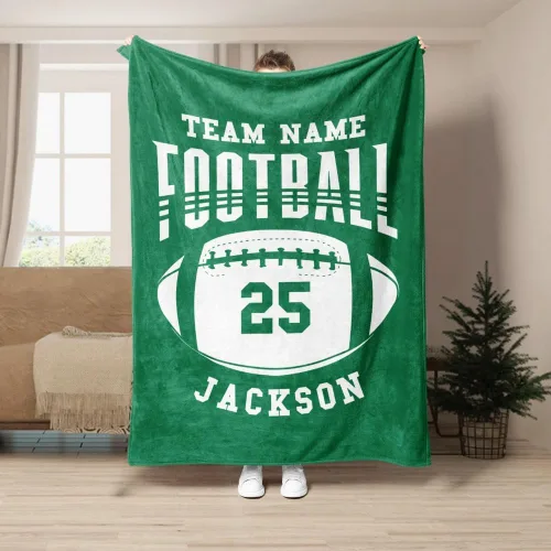 Miniatura 4 de Manta de fútbol personalizada, manta de forro polar suave y acogedora del equipo de fútbol, regalo de fútbol personalizado para niños, papá, marido