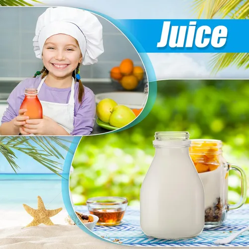 Miniatura 6 de 6 botellas de leche de vidrio con tapas, 16 onzas, reutilizables para leche de almendras, crema de café, fiestas y picnics