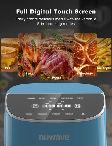 Miniatura 6 de Nuwave Brio Plus - Freidora de aire de 8 cuartos de galón, sin PFAS, nueva y mejorada, pantalla táctil digital, pantalla blanca fría, 50 °F ~ 400 °F