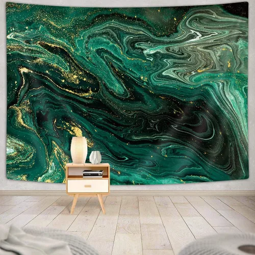 Tapiz de mármol para colgar en la pared para dormitorio, sala de estar, decoración de dormitorio, textura de océano verde, 40 x 30 pulgadas