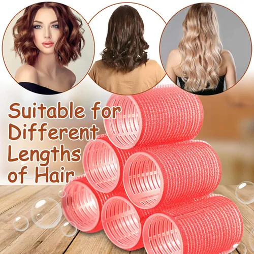 Miniatura 8 de Juego de rodillos de pelo jumbo, 12 rizadores de peluquería de salón de belleza, rodillos grandes jumbo para cabello largo y corto, peinado rizado