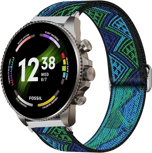 Miniatura 9 de Lamshaw Correa compatible con Fossil Gen 6, correa de repuesto ajustable de nailon elástico compatible con Fossil Gen 6 de 1.654 in / 1.732 in