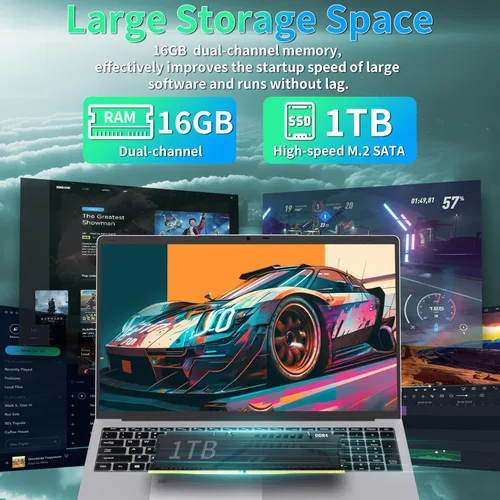 Miniatura 4 de Laptop FHD IPS de 17.3 pulgadas para negocios y estudiantes, dorado 6500Y hasta 3.4GHz, 16GB RAM 1TB SSD, Win 11 Pro, teclado retroiluminado