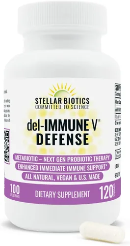 Miniatura 4 de Del-Immune V® Defense by Stellar Biotics, Apoyo inmunológico totalmente natural y salud intestinal (+) Cuidado inmediato, Metabiótico: terapia
