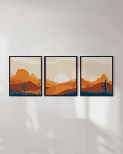 Miniatura 473 de HAUS AND HUES Marco de arte occidental, juego de 3 impresiones artísticas del suroeste del desierto de Arizona, decoración bohemia moderna, arte