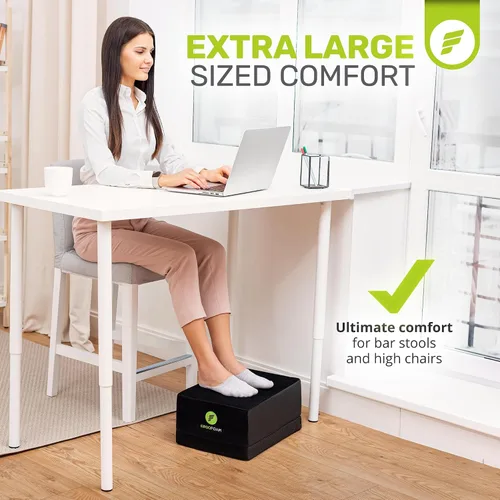 Miniatura 2 de ErgoFoam Reposapiés XL para debajo del escritorio en el trabajo para taburetes y sillas altas, respaldado por quiropráctico, reposapiés ajustable 2