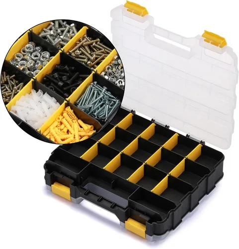 Miniatura 6 de Organizador de herramientas de doble cara con polímero resistente a los impactos, almacenamiento de caja de hardware, excelente para tornillos
