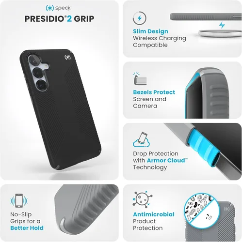 Miniatura 2 de Speck Funda para Samsung Galaxy S25 Plus, protección contra caídas de 13 pies, agarre antideslizante, funda para Samsung S25 Plus, bisel elevado