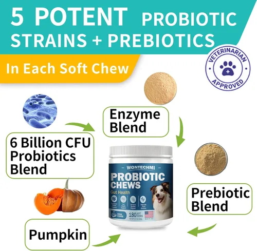 Miniatura 3 de Probióticos para perros, mejoran la picazón en la piel en los oídos, la salud intestinal, el equilibrio de levaduras, las alergias, la inmunidad