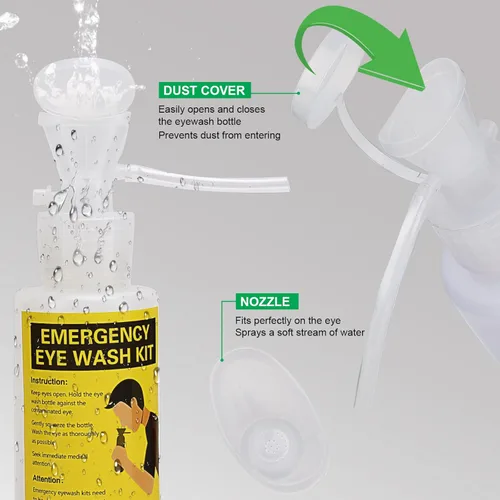 Miniatura 5 de Kit de estación de lavado de ojos portátil aprobado por la OSHA, botellas de lavado de ojos de emergencia Yeipower montadas en la pared, 16 onzas, 1