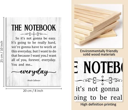 Miniatura 2 de The Notebook - Arte de pared enmarcado, letrero con cita romántica, página de libro inspirador, carteles de granja para ella o él, 8 x 10 pulgadas
