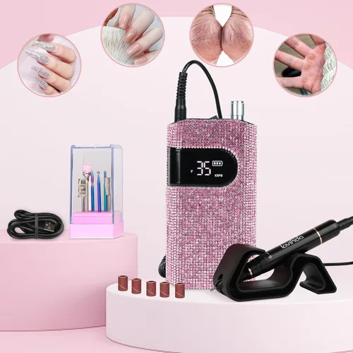 Miniatura 7 de Lavinda Diamond - Taladro de uñas profesional recargable, 35000 RPM, lima de uñas eléctrica inalámbrica y portátil, con motor sin núcleo para uñas