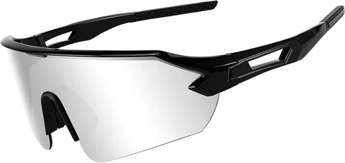 Miniatura 2 de FEISEDY Gafas de sol deportivas para hombres y mujeres, protección UV400 al aire libre, ciclismo, conducción, pesca, B2987 004 Negro Lente Espejo