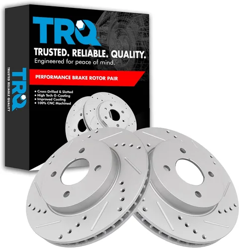 Miniatura 344 de TRQ Juego de rotores de freno de rendimiento trasero con revestimiento G premium compatible con Mazda 6 2014-2021