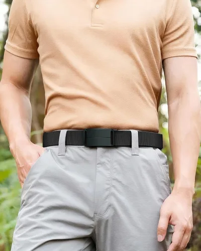 Miniatura 6 de Cinturón de trinquete elástico para hombres, cinturón de trabajo táctico de nailon casual, hebilla ajustable