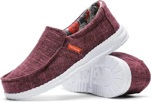 Miniatura 5 de ROTJACM Zapatos casuales de tela para mujer, zapatos de lona cómodos y anchos con puntera tipo mocasín, ligeros, zapatos para caminar al aire libre