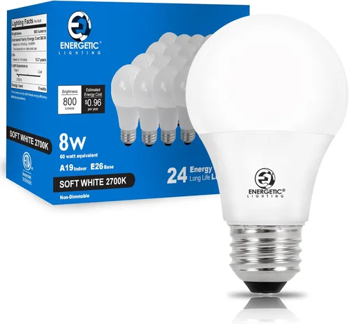 Miniatura 13 de Bombillas Energetic Light Equivalentes a 60 Vatios, Bombillas LED de Luz Diurna A19, 15000 Horas Base E26, Bombilla de 8W 800LM 5000K, Certificado