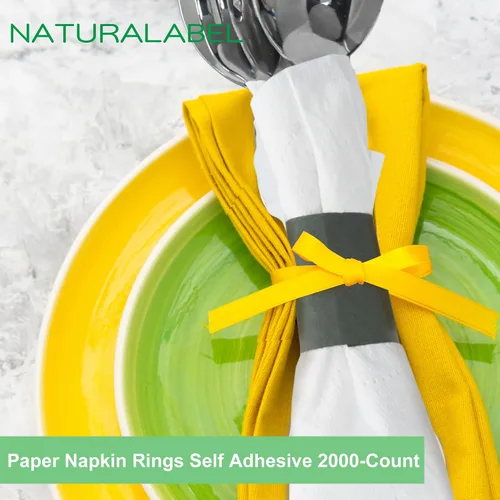 Miniatura 7 de Servilletero estándar NATURALABEL, anillos de servilleta de papel autoadhesivos 2000 unidades (negro)