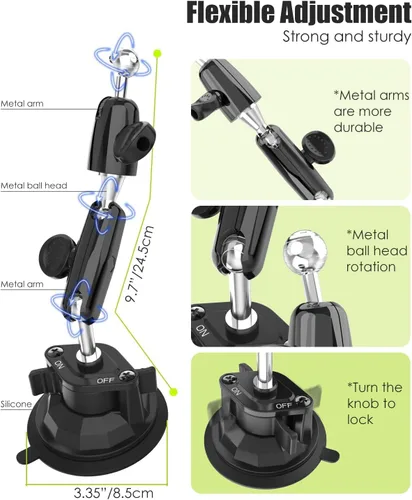 Miniatura 5 de Charchendo Pilot Tablet Mount [Upgraded Multi-Angle Adjustable Metal Arm], Aviation Cockpit Tablet Holder with Super Suction Cup, Fits iPad Pro