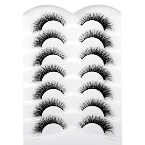 Miniatura 461 de Pooplunch - Pestañas postizas finas de visón sintético, estilo ojo de gato, naturales, cruzadas, tipo racimo, efecto 8D de volumen, tiras
