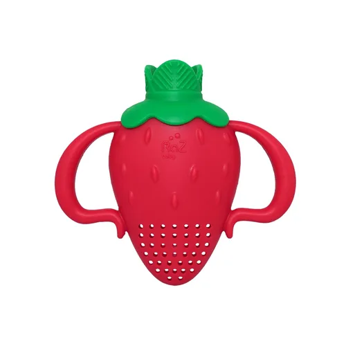 RaZbaby Fruitique - Alimentador de frutas de una pieza para bebé, apertura más grande para rellenar y cabe más fruta fresca/congelada para aliviar