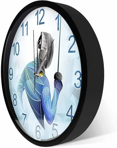 Miniatura 3 de Geek Alerts Reloj de pared LED luminoso con control de sonido, esgrima para el hogar, marco de metal, relojes de cuarzo silencioso, arte de pared