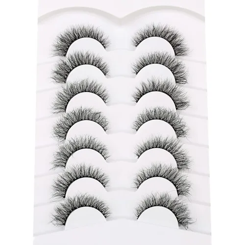 Miniatura 799 de Pooplunch - Pestañas postizas finas de visón sintético, estilo ojo de gato, naturales, cruzadas, tipo racimo, efecto 8D de volumen, tiras