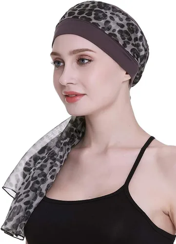 Miniatura 4 de Elegante gorro de quimioterapia con bufandas sedosas para mujeres con cáncer para pérdida de cabello