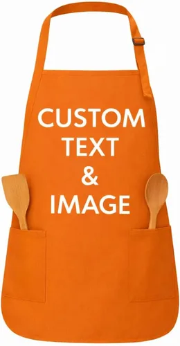 Miniatura 11 de Delantal personalizado con nombre o logotipo personalizado, cuello ajustable, 2 bolsillos, mezcla de algodón de fácil cuidado