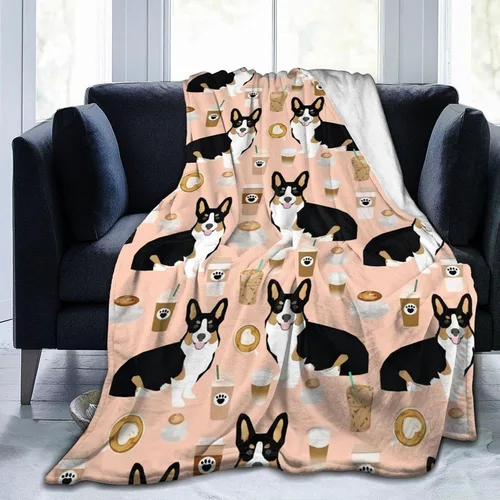 Miniatura 17 de Manta de franela de viaje, linda manta de diseño de animales perezosos de granja y cachorros Rottweiler para una mejor relajación, manta de aire