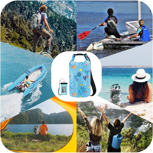 Miniatura 4 de OMGear - Bolsa seca impermeable y bolsa para teléfono, bolsa flotante de 40L/30L/20L/10L/5L para kayak, navegación, actividades al aire libre Pez