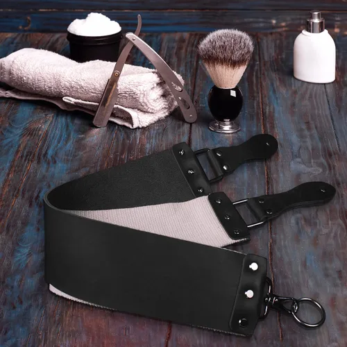 Miniatura 6 de Razor Strop – Barber's Latigo Leather Straight Razor Strop. Doble correa que será una gran adición para cualquier maquinilla de afeitar recta. Trazo