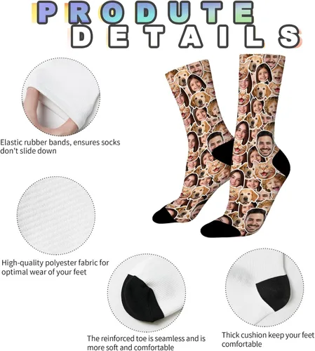 Miniatura 154 de Artsadd Calcetines personalizados para mujeres y hombres, amantes de los perros y gatos, regalos divertidos unisex personalizados