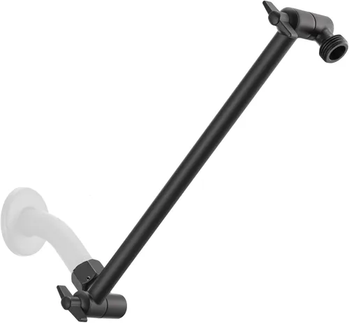 Miniatura 17 de Brazo de extensión de cabezal de ducha ajustable extra largo de 15 pulgadas con tornillo de bloqueo, ángulo cromado de acero inoxidable 304 1. Cromo