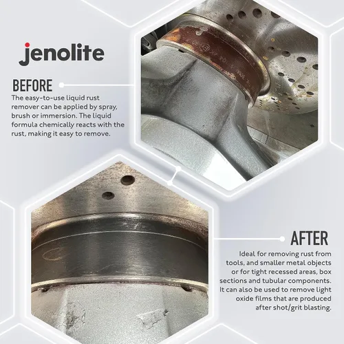 Miniatura 5 de JENOLITE Removedor de óxido original líquido - Tratamiento de óxido de resistencia industrial - Elimina el óxido hasta el metal desnudo - 1.32